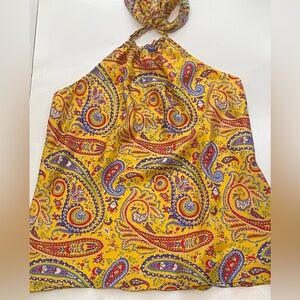 Ralph Lauren Boho Paisley Silk Halter Blouse Large